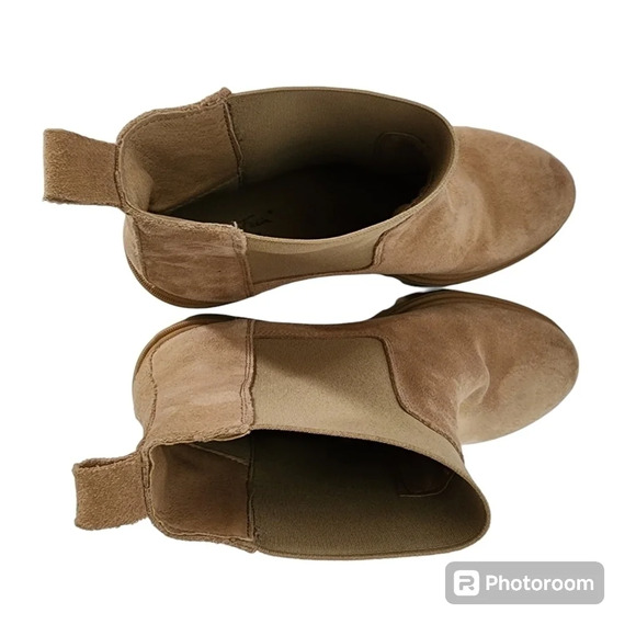 ANTONIO DE FARIA Suede  chunky ankle Booties tan block heel leather grunge y2k - Picture 8 of 10